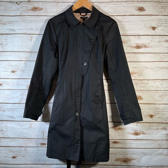 Jacob Black Trench Coat with Peaka Boo Pink Interior | Size Medium | Vintage - Picture 5 of 9